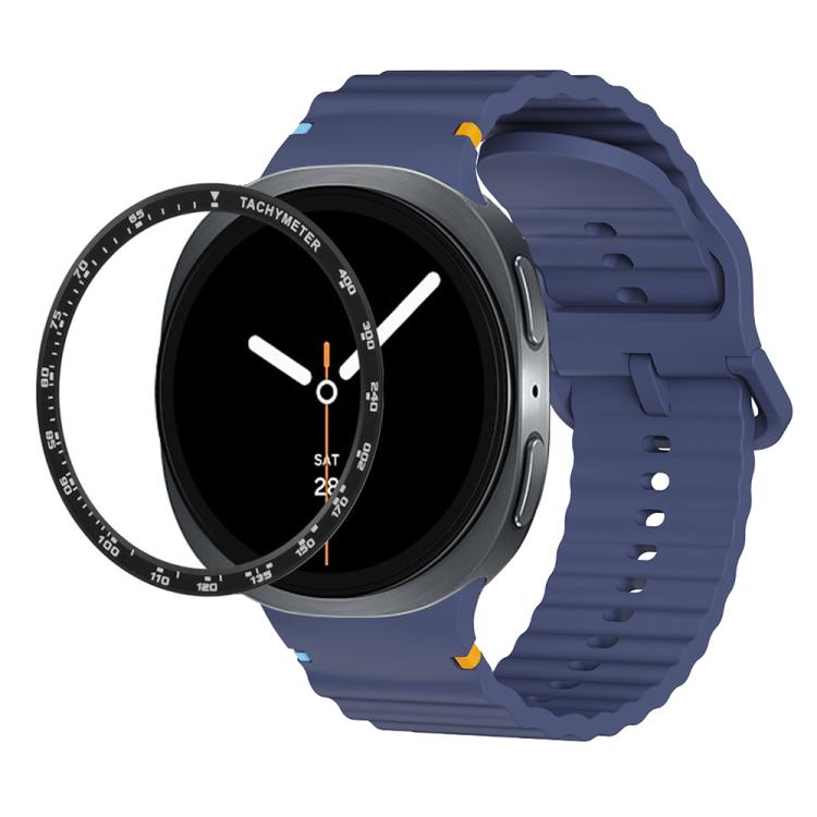 Speed Bezel and Wavy Grain Stitched Color Buckle Silicone Watch Band, For Samsung Galaxy Watch8 44mm, For Samsung Galaxy Watch8 40mm