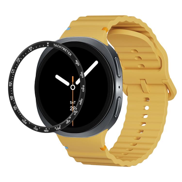Speed Bezel and Wavy Grain Stitched Color Buckle Silicone Watch Band, For Samsung Galaxy Watch8 44mm, For Samsung Galaxy Watch8 40mm