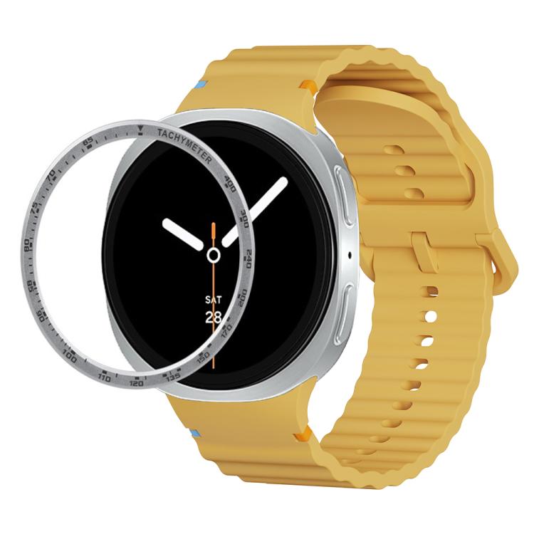 Speed Bezel and Wavy Grain Stitched Color Buckle Silicone Watch Band, For Samsung Galaxy Watch8 44mm, For Samsung Galaxy Watch8 40mm