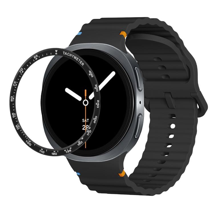 Speed Bezel and Wavy Grain Stitched Color Buckle Silicone Watch Band, For Samsung Galaxy Watch8 44mm, For Samsung Galaxy Watch8 40mm