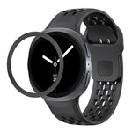 Rhombic Texture Bezel and Black Reverse Buckle Silicone Watch Band, For Samsung Galaxy Watch8 44mm, For Samsung Galaxy Watch8 40mm