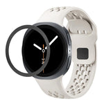 Rhombic Texture Bezel and Black Reverse Buckle Silicone Watch Band, For Samsung Galaxy Watch8 44mm, For Samsung Galaxy Watch8 40mm