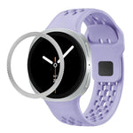 Rhombic Texture Bezel and Black Reverse Buckle Silicone Watch Band, For Samsung Galaxy Watch8 44mm, For Samsung Galaxy Watch8 40mm