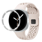 Diamond Bezel and Black Reverse Buckle Silicone Watch Band, For Samsung Galaxy Watch8 44mm, For Samsung Galaxy Watch8 40mm