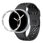 Diamond Bezel and Black Reverse Buckle Silicone Watch Band, For Samsung Galaxy Watch8 44mm, For Samsung Galaxy Watch8 40mm