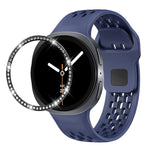 Diamond Bezel and Black Reverse Buckle Silicone Watch Band, For Samsung Galaxy Watch8 44mm, For Samsung Galaxy Watch8 40mm