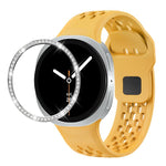 Diamond Bezel and Black Reverse Buckle Silicone Watch Band, For Samsung Galaxy Watch8 44mm, For Samsung Galaxy Watch8 40mm