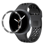 Diamond Bezel and Black Reverse Buckle Silicone Watch Band, For Samsung Galaxy Watch8 44mm, For Samsung Galaxy Watch8 40mm