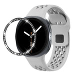 Diamond Bezel and Black Reverse Buckle Silicone Watch Band, For Samsung Galaxy Watch8 44mm, For Samsung Galaxy Watch8 40mm