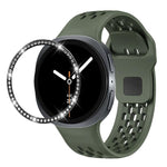 Diamond Bezel and Black Reverse Buckle Silicone Watch Band, For Samsung Galaxy Watch8 44mm, For Samsung Galaxy Watch8 40mm