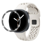 Diamond Bezel and Black Reverse Buckle Silicone Watch Band, For Samsung Galaxy Watch8 44mm, For Samsung Galaxy Watch8 40mm