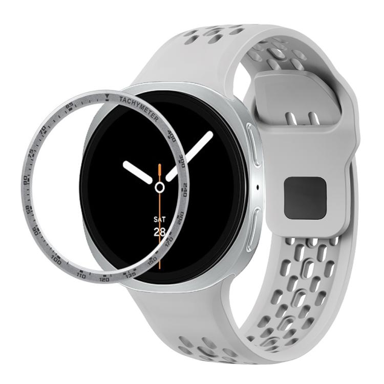 Speed Bezel and Black Reverse Buckle Silicone Watch Band, For Samsung Galaxy Watch8 44mm, For Samsung Galaxy Watch8 40mm