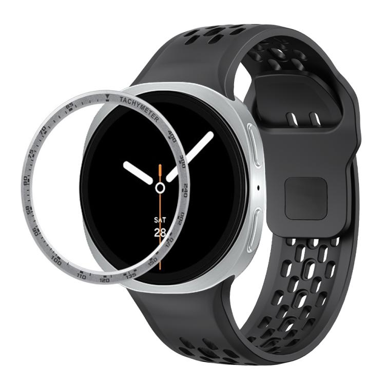 Speed Bezel and Black Reverse Buckle Silicone Watch Band, For Samsung Galaxy Watch8 44mm, For Samsung Galaxy Watch8 40mm