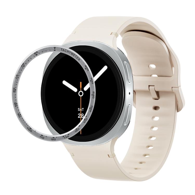 Speed Bezel and Solid Color Stitched Silicone Watch Band, For Samsung Galaxy Watch8 44mm, For Samsung Galaxy Watch8 40mm