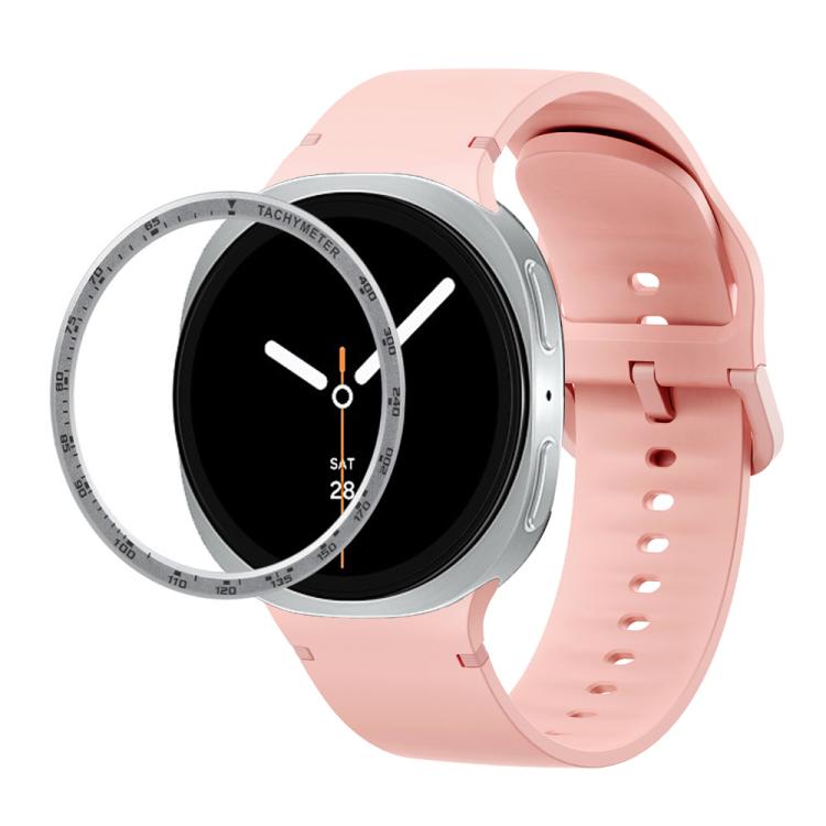 Speed Bezel and Solid Color Stitched Silicone Watch Band, For Samsung Galaxy Watch8 44mm, For Samsung Galaxy Watch8 40mm