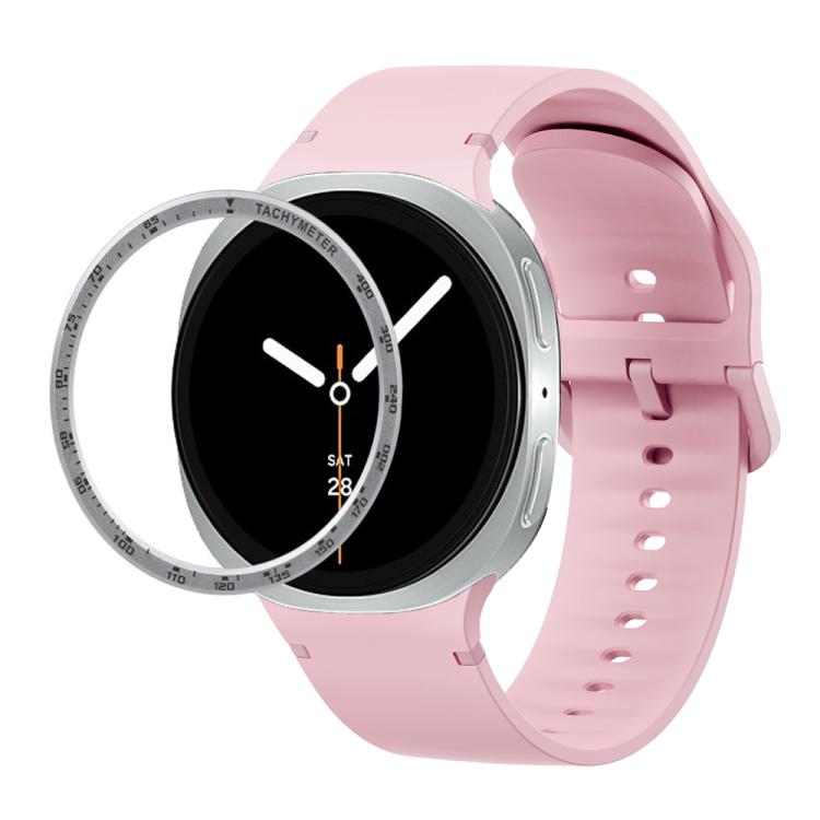 Speed Bezel and Solid Color Stitched Silicone Watch Band, For Samsung Galaxy Watch8 44mm, For Samsung Galaxy Watch8 40mm