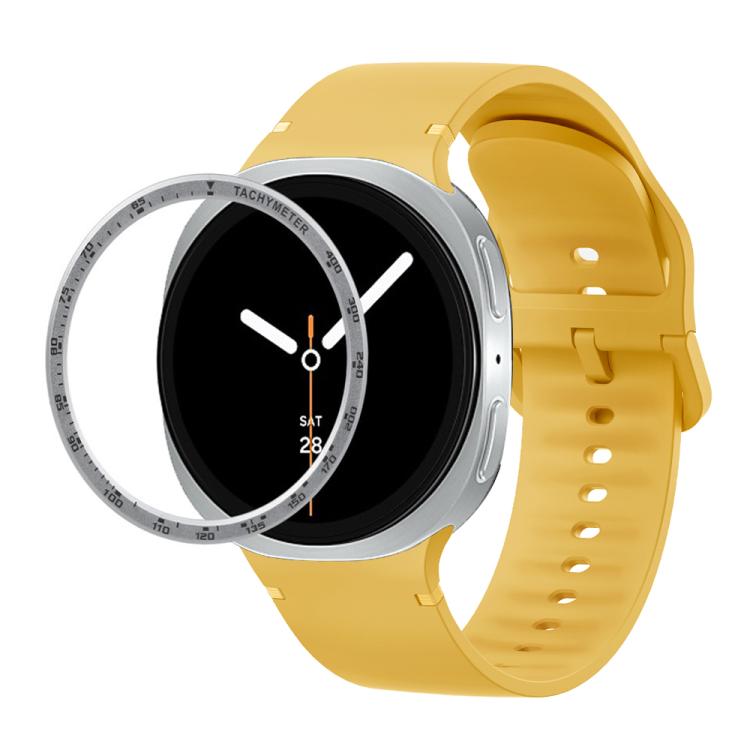 Speed Bezel and Solid Color Stitched Silicone Watch Band, For Samsung Galaxy Watch8 44mm, For Samsung Galaxy Watch8 40mm