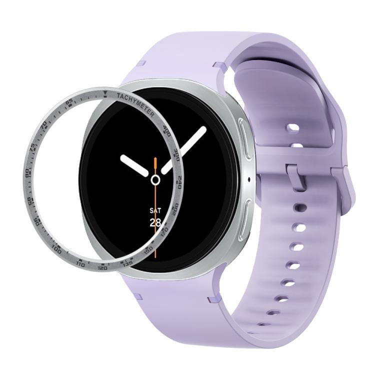 Speed Bezel and Solid Color Stitched Silicone Watch Band, For Samsung Galaxy Watch8 44mm, For Samsung Galaxy Watch8 40mm