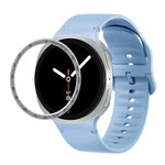 Speed Bezel and Solid Color Stitched Silicone Watch Band, For Samsung Galaxy Watch8 44mm, For Samsung Galaxy Watch8 40mm