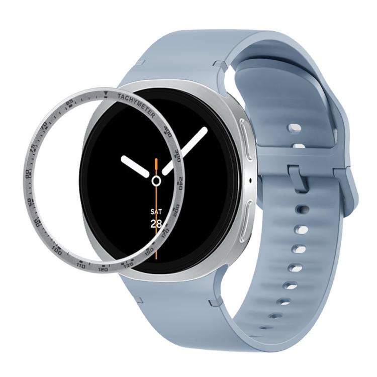 Speed Bezel and Solid Color Stitched Silicone Watch Band, For Samsung Galaxy Watch8 44mm, For Samsung Galaxy Watch8 40mm