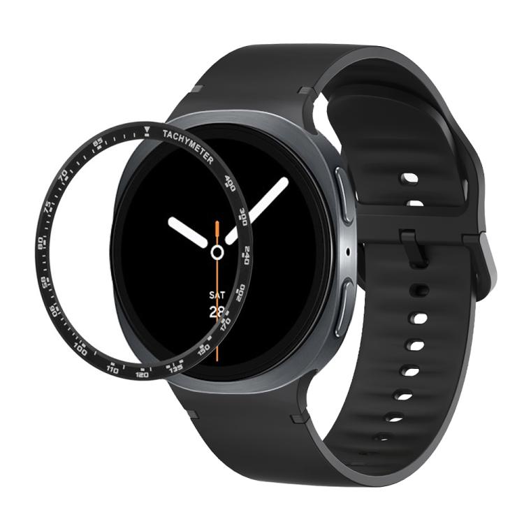 Speed Bezel and Solid Color Stitched Silicone Watch Band, For Samsung Galaxy Watch8 44mm, For Samsung Galaxy Watch8 40mm