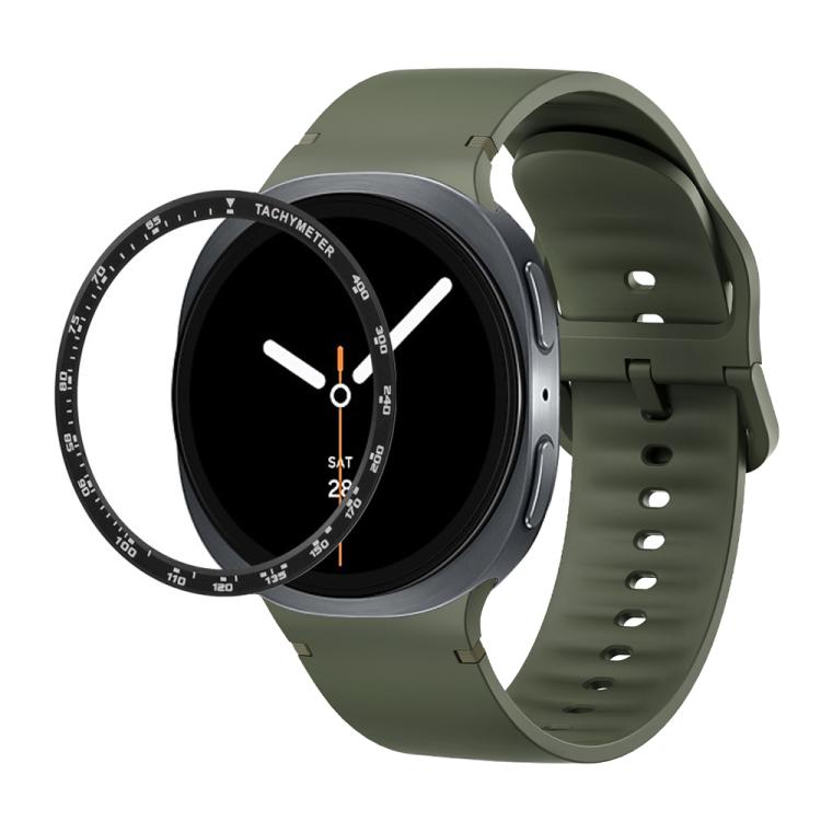 Speed Bezel and Solid Color Stitched Silicone Watch Band, For Samsung Galaxy Watch8 44mm, For Samsung Galaxy Watch8 40mm