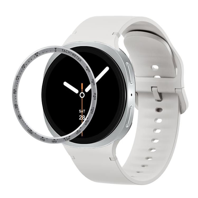 Speed Bezel and Solid Color Stitched Silicone Watch Band, For Samsung Galaxy Watch8 44mm, For Samsung Galaxy Watch8 40mm