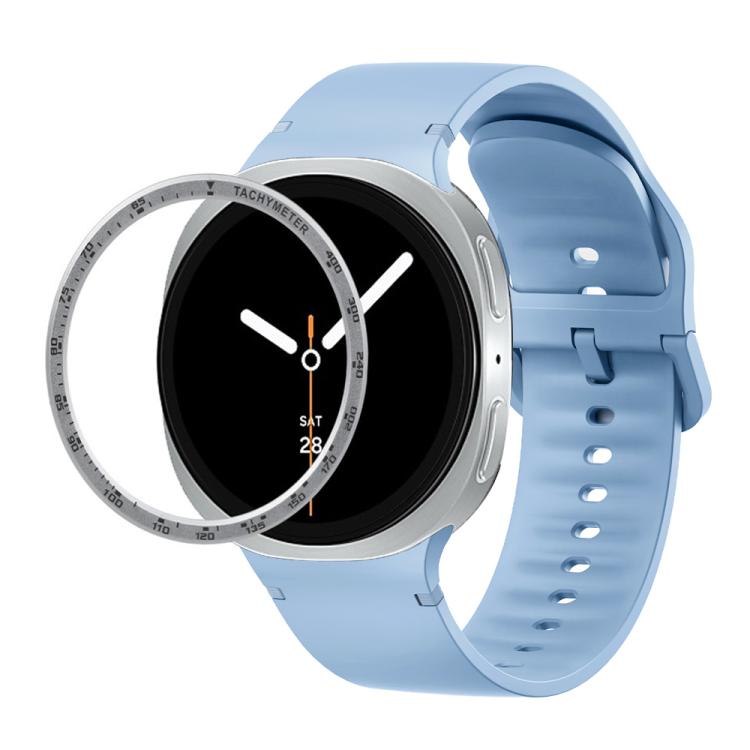 Speed Bezel and Solid Color Stitched Silicone Watch Band, For Samsung Galaxy Watch8 44mm, For Samsung Galaxy Watch8 40mm