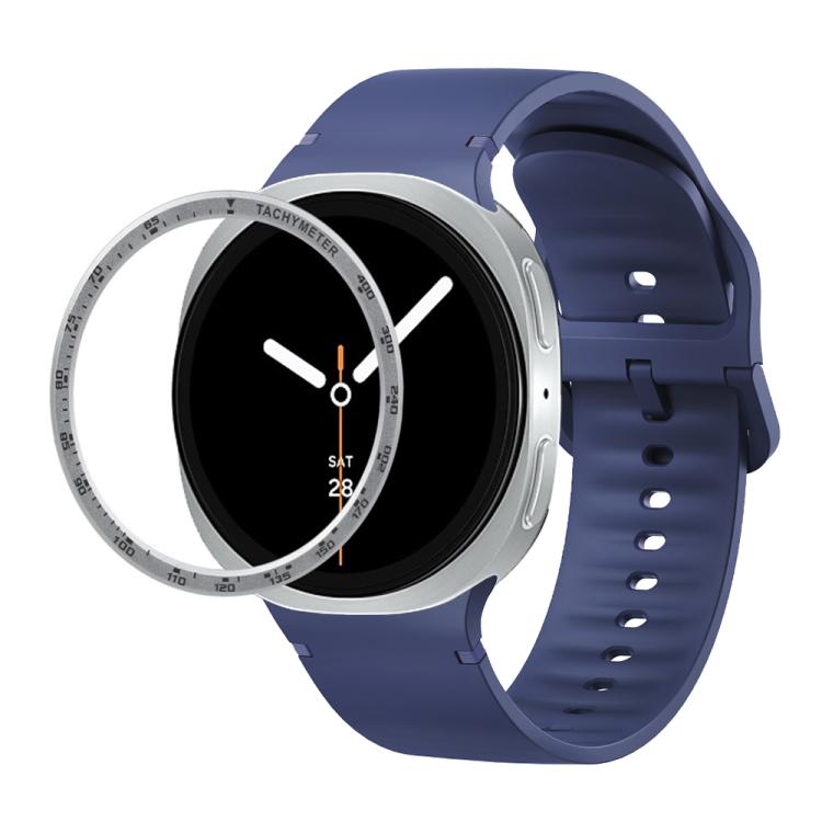 Speed Bezel and Solid Color Stitched Silicone Watch Band, For Samsung Galaxy Watch8 44mm, For Samsung Galaxy Watch8 40mm