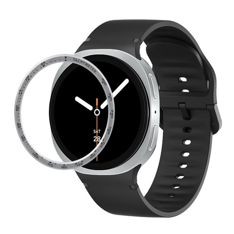 Speed Bezel and Solid Color Stitched Silicone Watch Band, For Samsung Galaxy Watch8 44mm, For Samsung Galaxy Watch8 40mm