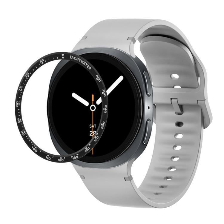 Speed Bezel and Solid Color Stitched Silicone Watch Band, For Samsung Galaxy Watch8 44mm, For Samsung Galaxy Watch8 40mm