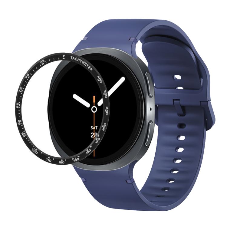Speed Bezel and Solid Color Stitched Silicone Watch Band, For Samsung Galaxy Watch8 44mm, For Samsung Galaxy Watch8 40mm