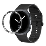Diamond Bezel and Solid Color Stitched Silicone Watch Band, For Samsung Galaxy Watch8 44mm, For Samsung Galaxy Watch8 40mm