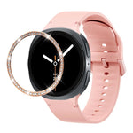 Diamond Bezel and Solid Color Stitched Silicone Watch Band, For Samsung Galaxy Watch8 44mm, For Samsung Galaxy Watch8 40mm