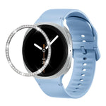 Diamond Bezel and Solid Color Stitched Silicone Watch Band, For Samsung Galaxy Watch8 44mm, For Samsung Galaxy Watch8 40mm