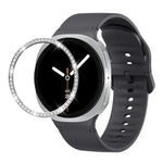 Diamond Bezel and Solid Color Stitched Silicone Watch Band, For Samsung Galaxy Watch8 44mm, For Samsung Galaxy Watch8 40mm