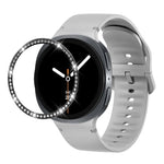 Diamond Bezel and Solid Color Stitched Silicone Watch Band, For Samsung Galaxy Watch8 44mm, For Samsung Galaxy Watch8 40mm