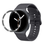 Diamond Bezel and Solid Color Stitched Silicone Watch Band, For Samsung Galaxy Watch8 44mm, For Samsung Galaxy Watch8 40mm