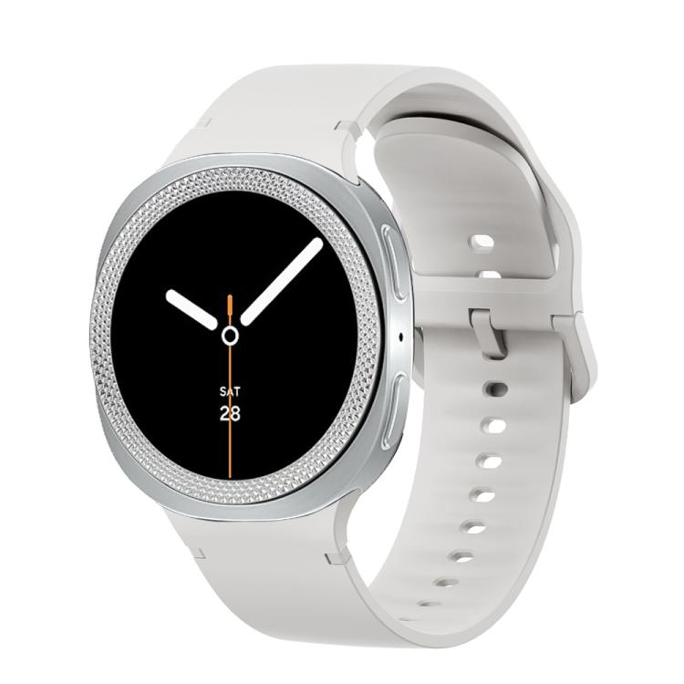 Rhombic Texture Bezel and Solid Color Stitched Silicone Watch Band, For Samsung Galaxy Watch8 44mm, For Samsung Galaxy Watch8 40mm