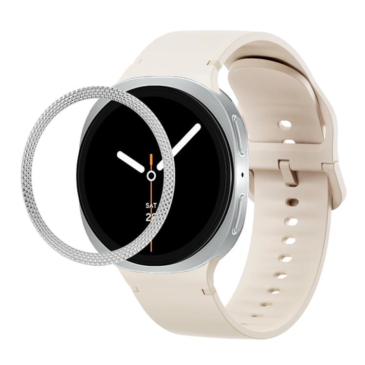 Rhombic Texture Bezel and Solid Color Stitched Silicone Watch Band, For Samsung Galaxy Watch8 44mm, For Samsung Galaxy Watch8 40mm