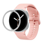 Rhombic Texture Bezel and Solid Color Stitched Silicone Watch Band, For Samsung Galaxy Watch8 44mm, For Samsung Galaxy Watch8 40mm