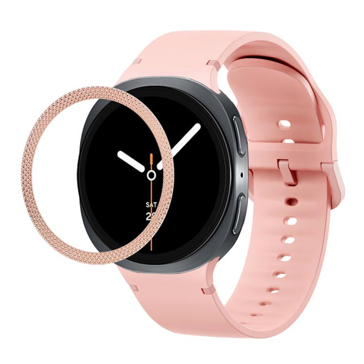 Rhombic Texture Bezel and Solid Color Stitched Silicone Watch Band, For Samsung Galaxy Watch8 44mm, For Samsung Galaxy Watch8 40mm