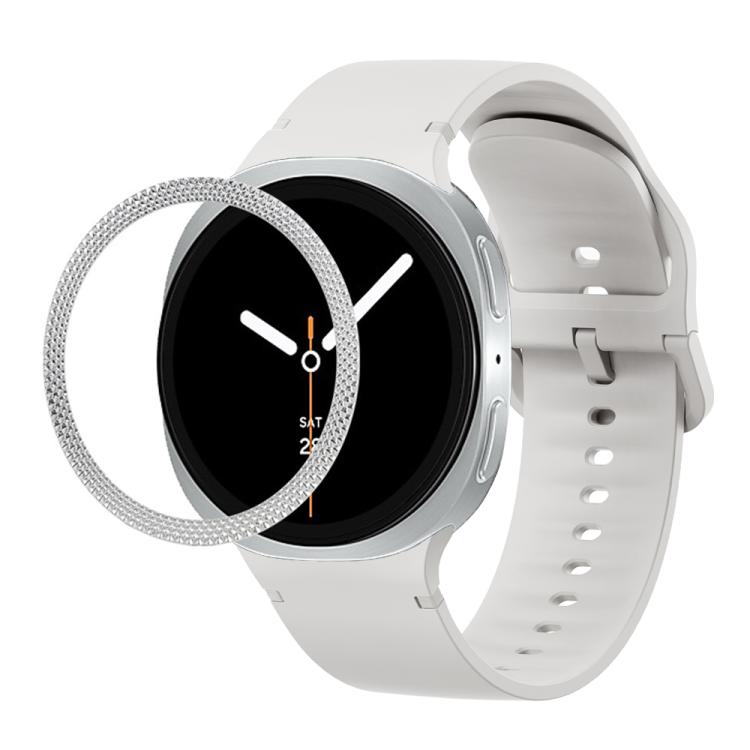 Rhombic Texture Bezel and Solid Color Stitched Silicone Watch Band, For Samsung Galaxy Watch8 44mm, For Samsung Galaxy Watch8 40mm