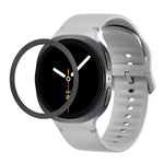 Rhombic Texture Bezel and Solid Color Stitched Silicone Watch Band, For Samsung Galaxy Watch8 44mm, For Samsung Galaxy Watch8 40mm