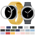 Rhombic Texture Bezel and Solid Color Stitched Silicone Watch Band, For Samsung Galaxy Watch8 44mm, For Samsung Galaxy Watch8 40mm