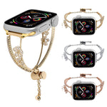 Copper-Inlaid Zircon 5-petal Flower Bracelet Watch Band, For Apple Watch 46mm / 49mm / 45mm / 44mm, For Apple Watch 42mm / 41mm / 40mm / 38mm