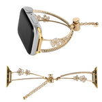 Copper-Inlaid Zircon 5-petal Flower Bracelet Watch Band, For Apple Watch 46mm / 49mm / 45mm / 44mm, For Apple Watch 42mm / 41mm / 40mm / 38mm