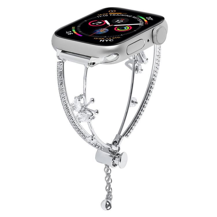 Copper-Inlaid Butterfly Zircon Bracelet Watch Band, For Apple Watch 46mm / 49mm / 45mm / 44mm, For Apple Watch 42mm / 41mm / 40mm / 38mm