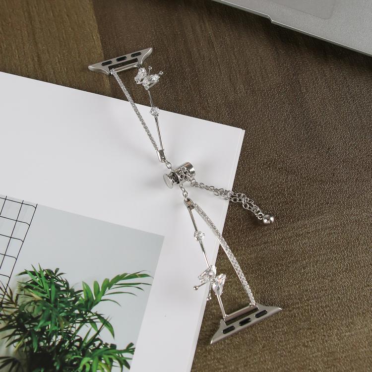 Copper-Inlaid Butterfly Zircon Bracelet Watch Band, For Apple Watch 46mm / 49mm / 45mm / 44mm, For Apple Watch 42mm / 41mm / 40mm / 38mm