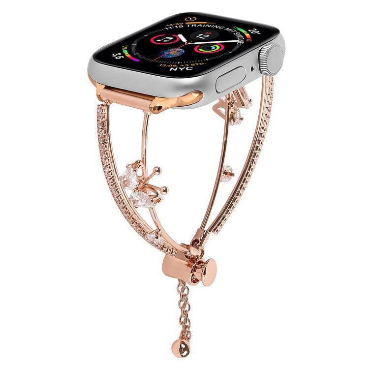 Copper-Inlaid Butterfly Zircon Bracelet Watch Band, For Apple Watch 46mm / 49mm / 45mm / 44mm, For Apple Watch 42mm / 41mm / 40mm / 38mm